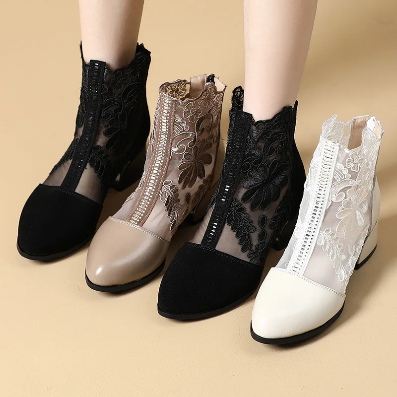 USS Shoes Mileidy Women's Square Heel Round Toe Ankle Boots - Luxuryurbanwear