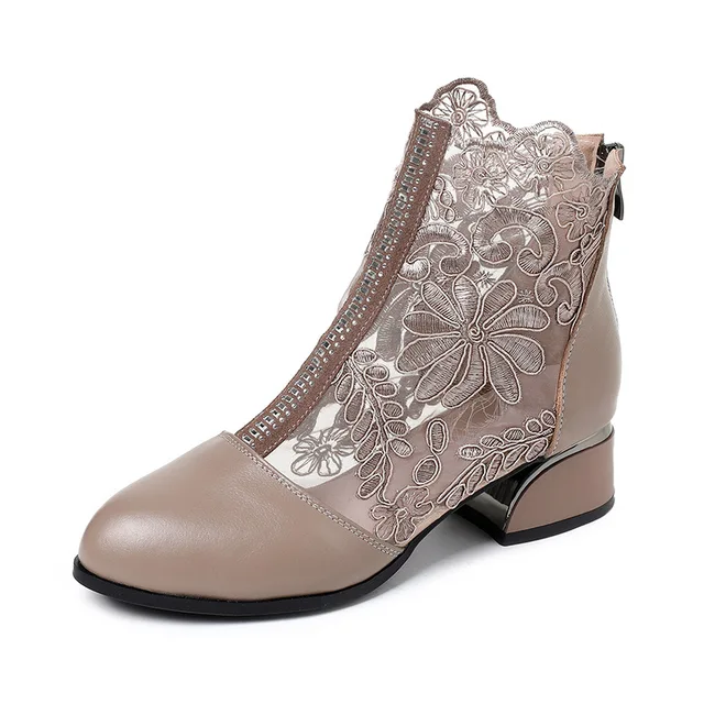 USS Shoes Mileidy Women's Square Heel Round Toe Ankle Boots - Luxuryurbanwear