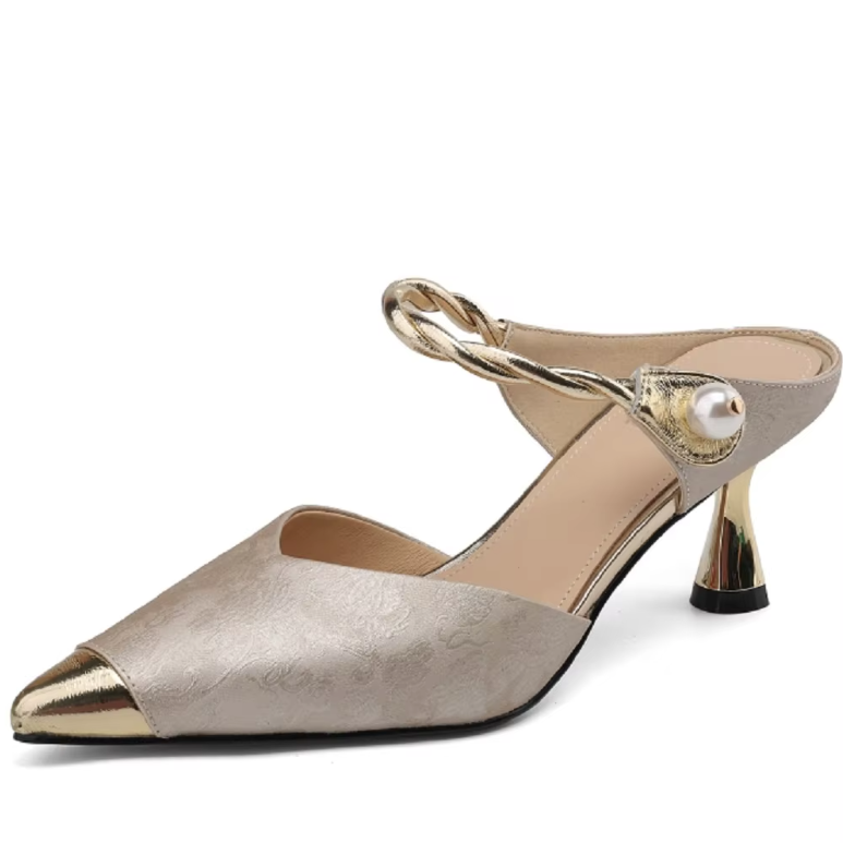 USS Shoes Mirabella Women's Wrapper Buckle Pearl Slingback Pumps - Luxuryurbanwear