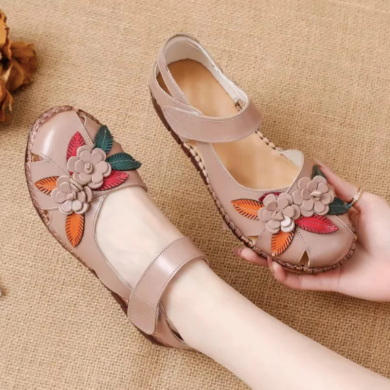USS Shoes Moly Women's Leather Breathable Soft Flat Sandals