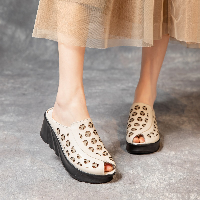 USS Shoes Nahir Women's Peep Toe Wedge Sandals - Luxuryurbanwear