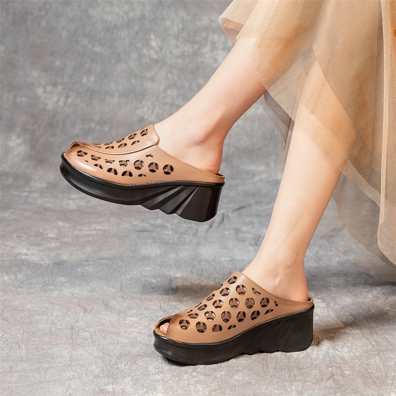 USS Shoes Nahir Women's Peep Toe Wedge Sandals - Luxuryurbanwear