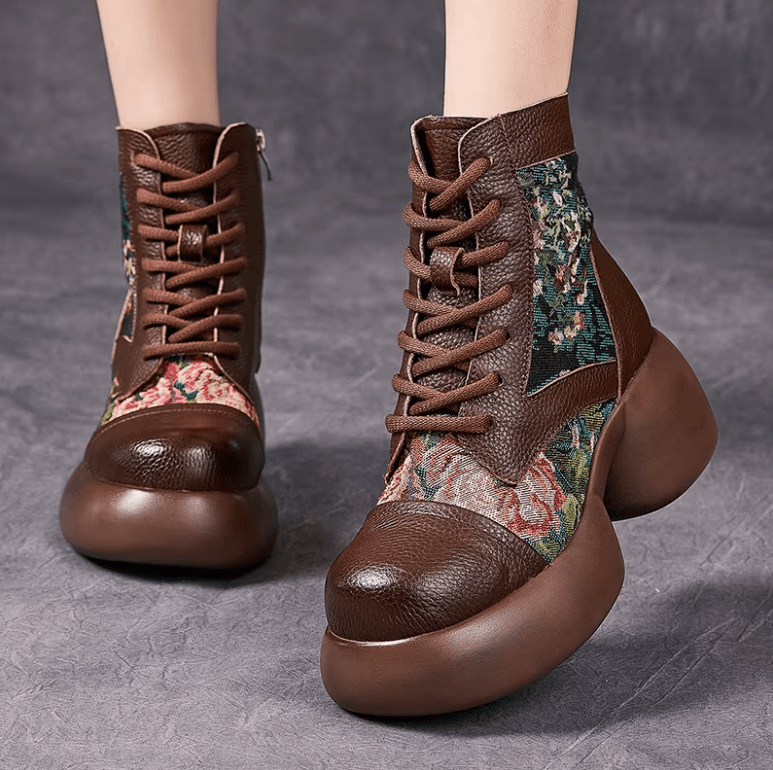 USS Shoes Noys Women's Prints Leather Platform Ankle Boots