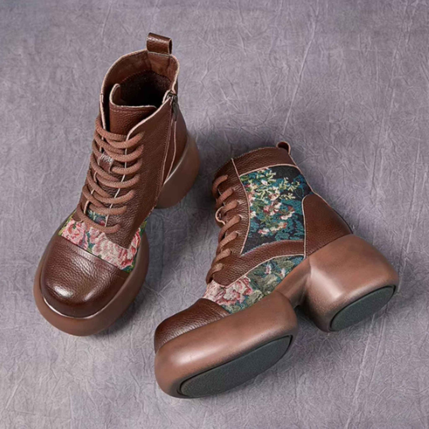 USS Shoes Noys Women's Prints Leather Platform Ankle Boots