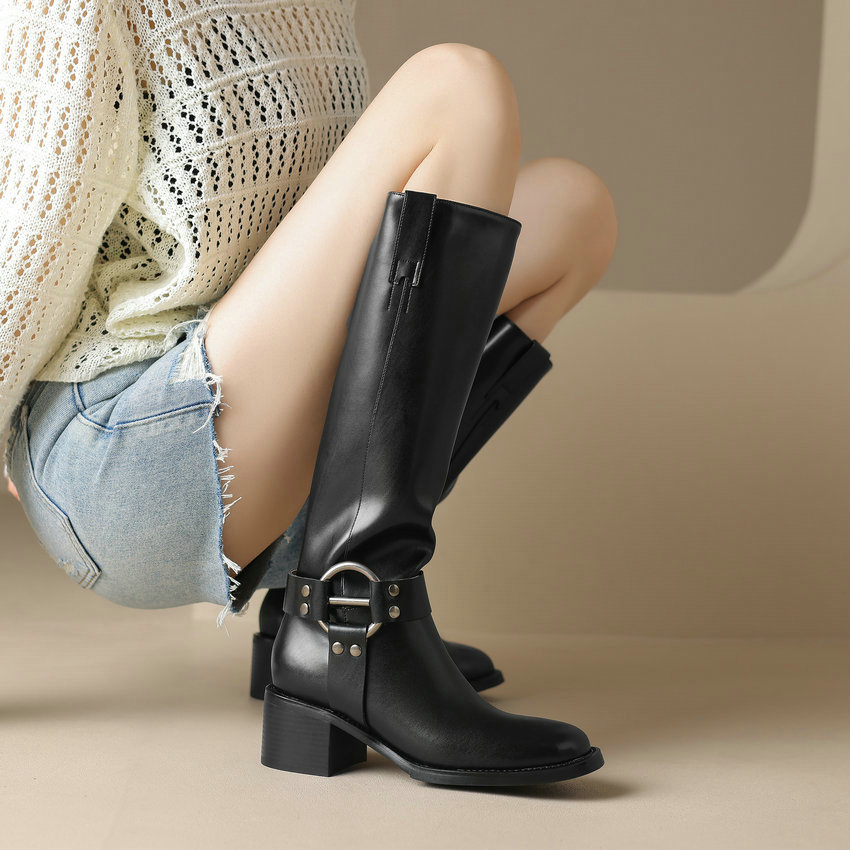 USS Shoes Olei Women's Knee-High Round Toe Western Boots - Luxuryurbanwear