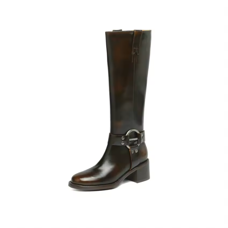 USS Shoes Olei Women's Knee-High Round Toe Western Boots - Luxuryurbanwear