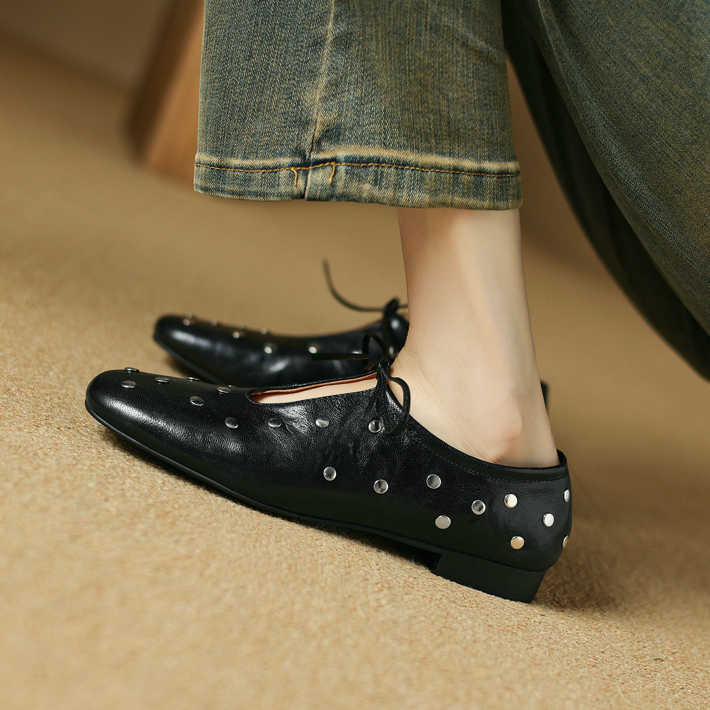 USS Shoes Olga Women's Casual Rivets Heels Flats - Luxuryurbanwear