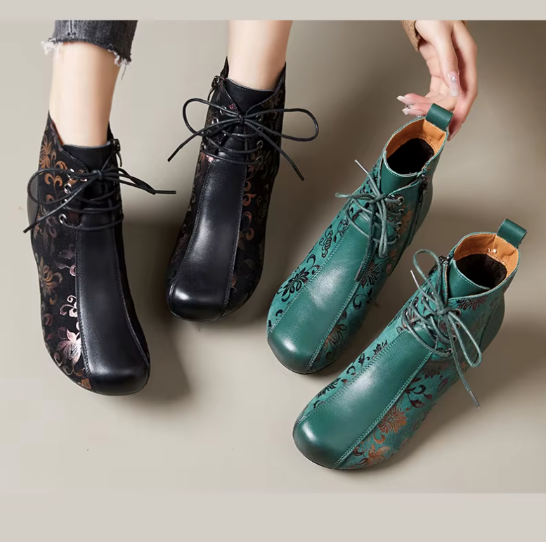 USS Shoes Oliva Women's Leather Printed Ankle Boots