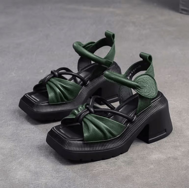 USS Shoes Olivia Women's Thick Sole Leather Retro Sandals