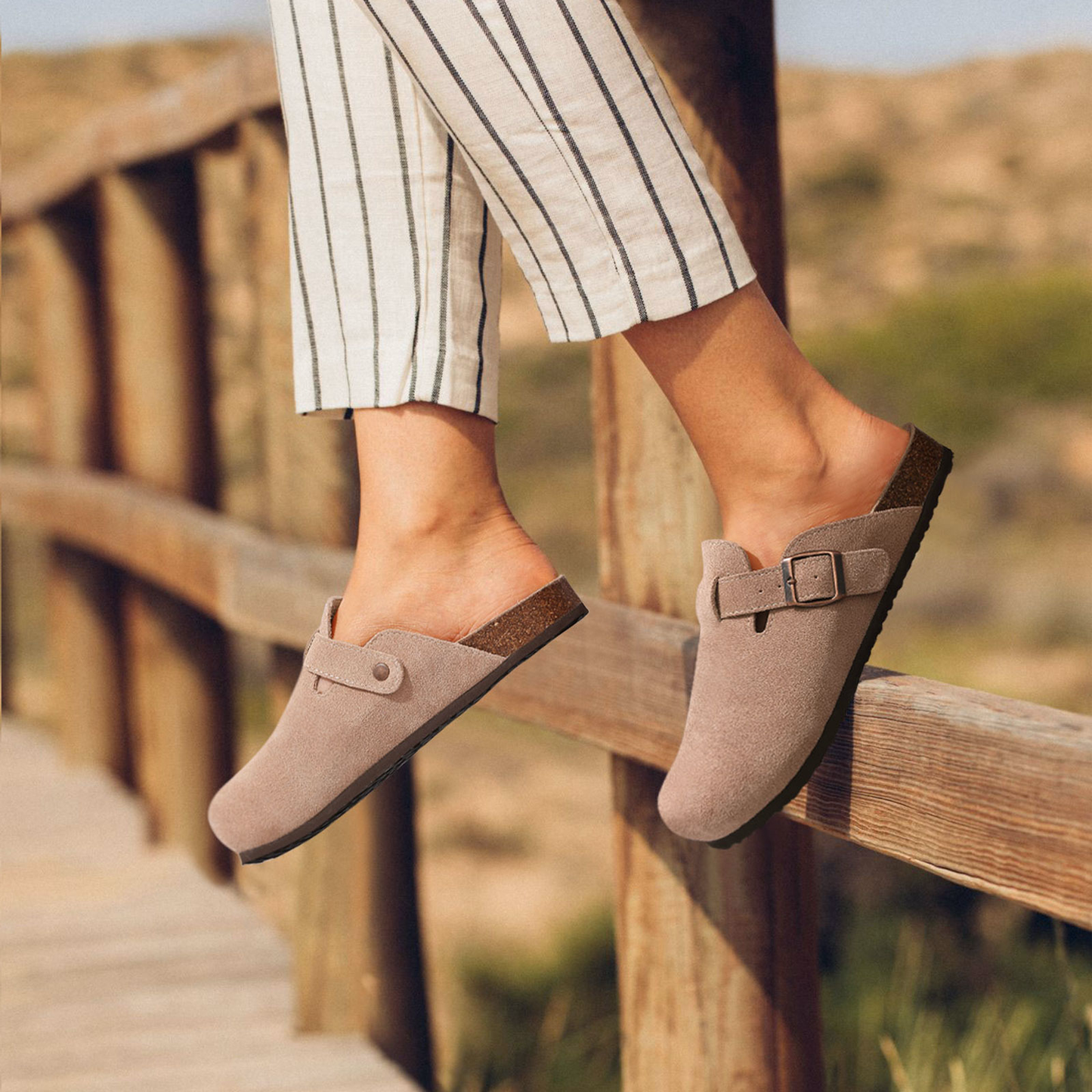 USS Shoes Oriana Women's Classic Suede Cork Clogs - Luxuryurbanwear