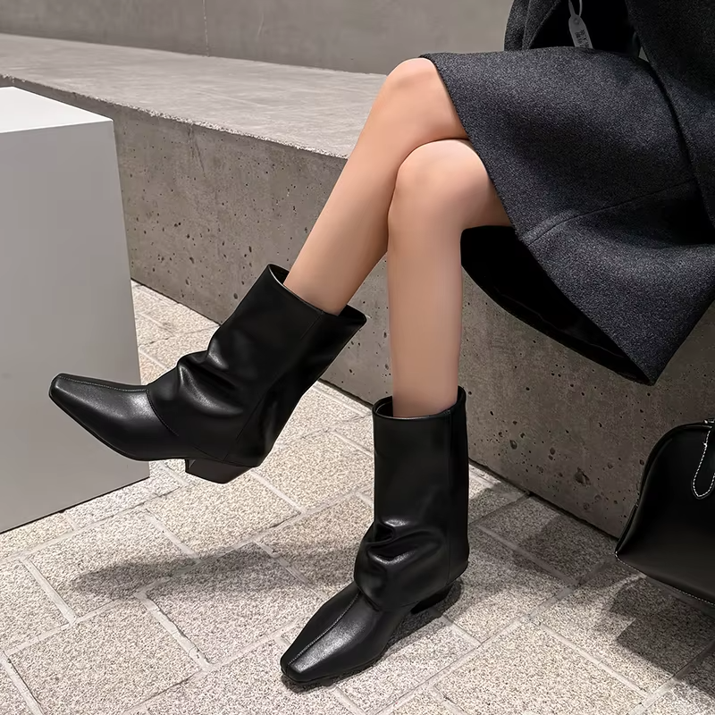 USS Shoes Oriana Women's Cowboy Square Toe Boots - Luxuryurbanwear