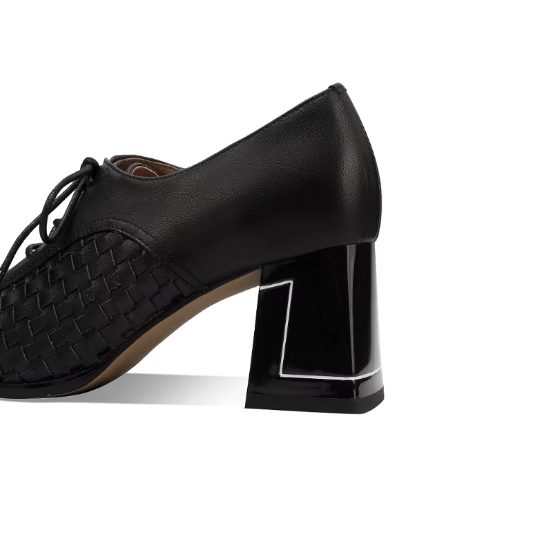 USS Shoes Oriana Women's Leather Square Heel Lace Up Pumps