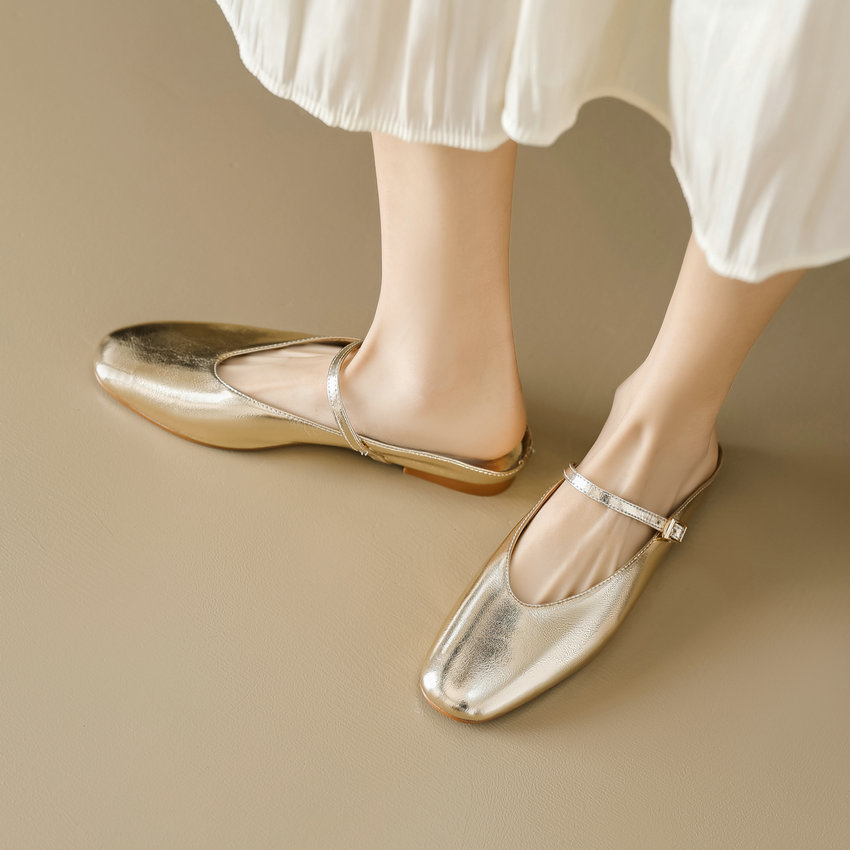 USS Shoes Oriana Women's Leather Summer Flat Mules - Luxuryurbanwear