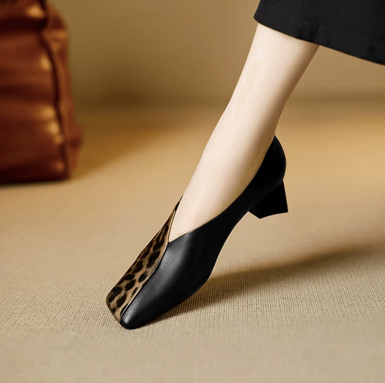 USS Shoes Paty Women's Leather Square Toe Sculpted Heel Pumps