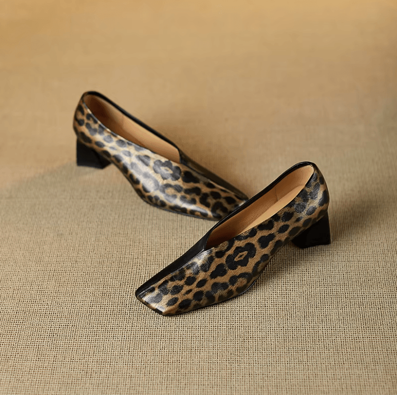 USS Shoes Paty Women's Leather Square Toe Sculpted Heel Pumps