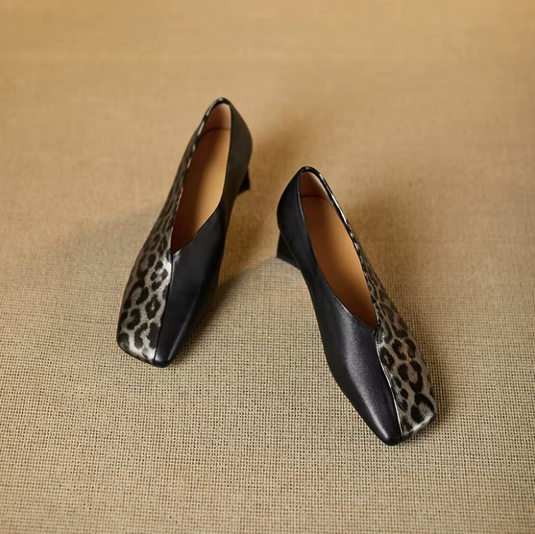 USS Shoes Paty Women's Leather Square Toe Sculpted Heel Pumps