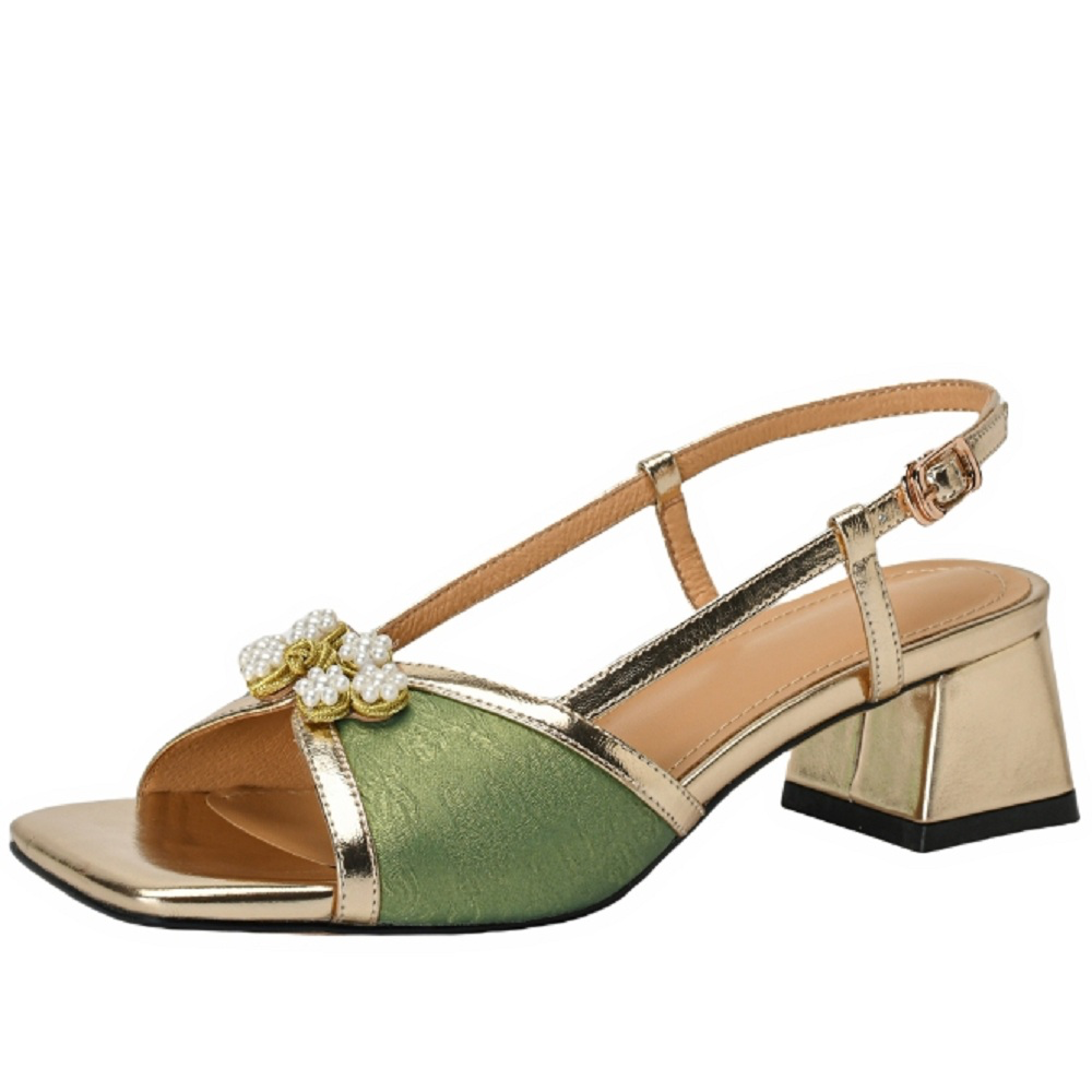 USS Shoes Peniche Women's Square Heel Leather Luxury Sandals - Luxuryurbanwear