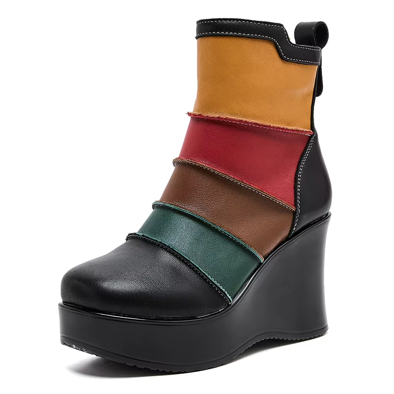 USS Shoes Rachel Women's Mixed Colors Autumn Wedges Boots - Luxuryurbanwear