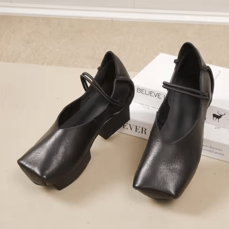 USS Shoes Ramira Women's Versatile Genuine Leather Middle Heel Pumps