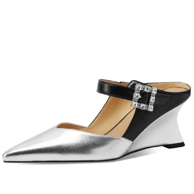 USS Shoes Ruth Women's Pointed-Toe Wedge Mules - Luxuryurbanwear