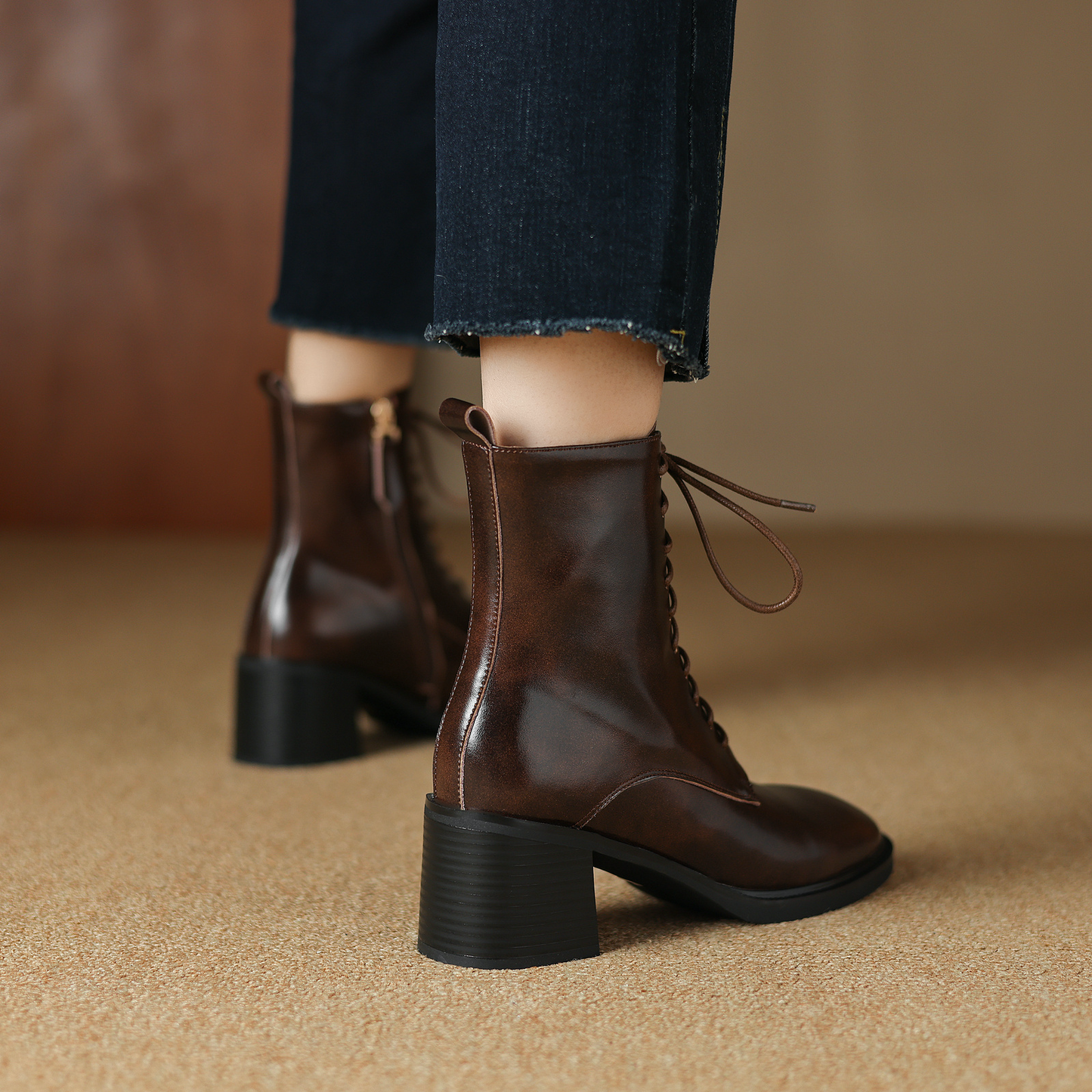 USS Shoes Sandy Women's Leather Lace Up Boots - Luxuryurbanwear
