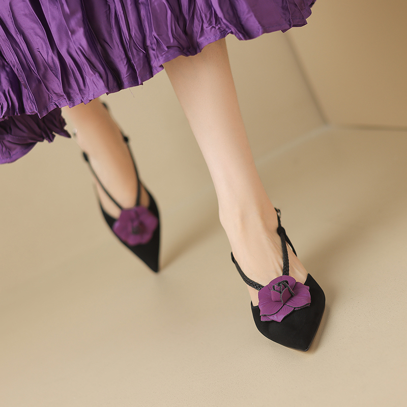 USS Shoes Scarlet Women's Leather Pointed Toe Flower Dress Sandals - Luxuryurbanwear
