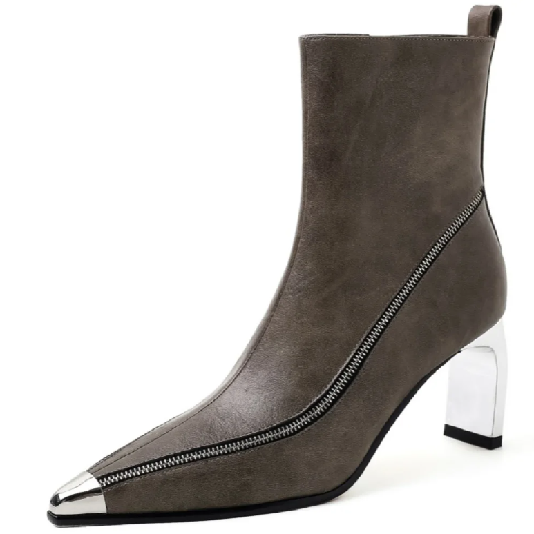 USS Shoes Sonia Leather Pointed Toe Zipper Ankle Boots - Luxuryurbanwear
