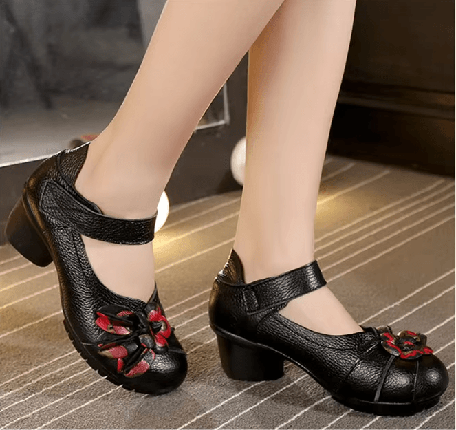 USS Shoes Thalia Women's Ethnic Style Round Toe Pumps Sale Drop Black (Size 8)