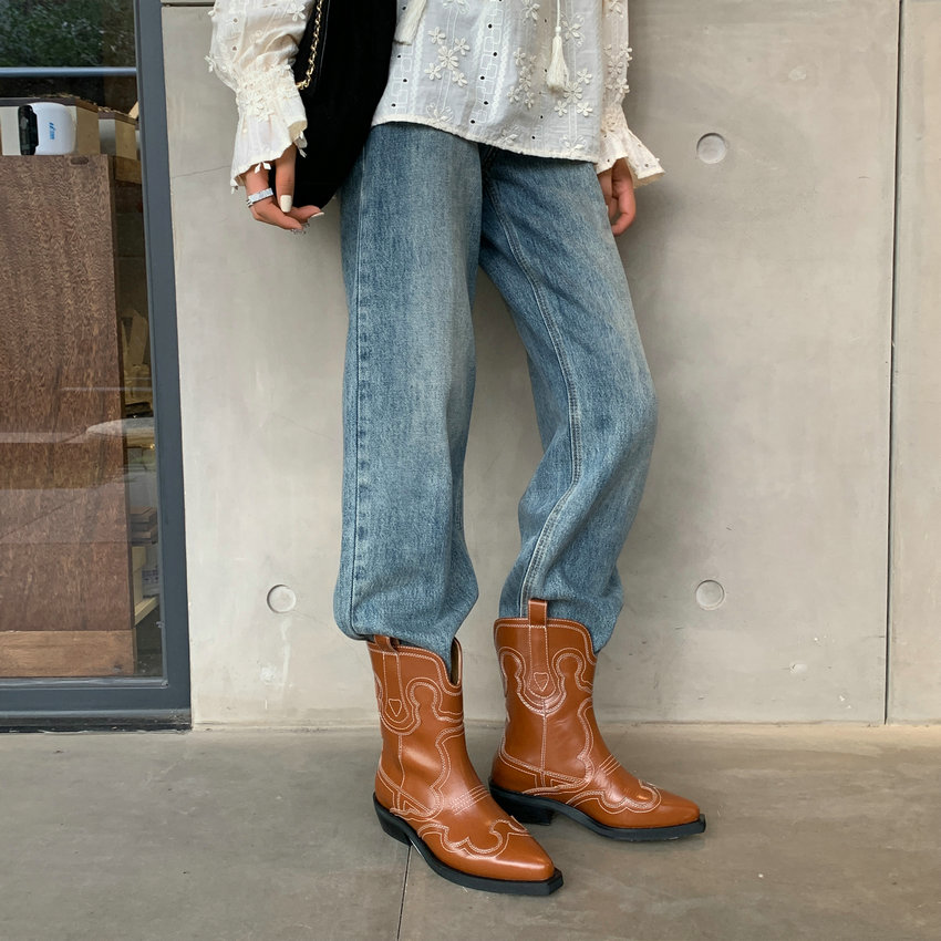 LUW Shoes Triana Leather Mid-Calf Western Boots