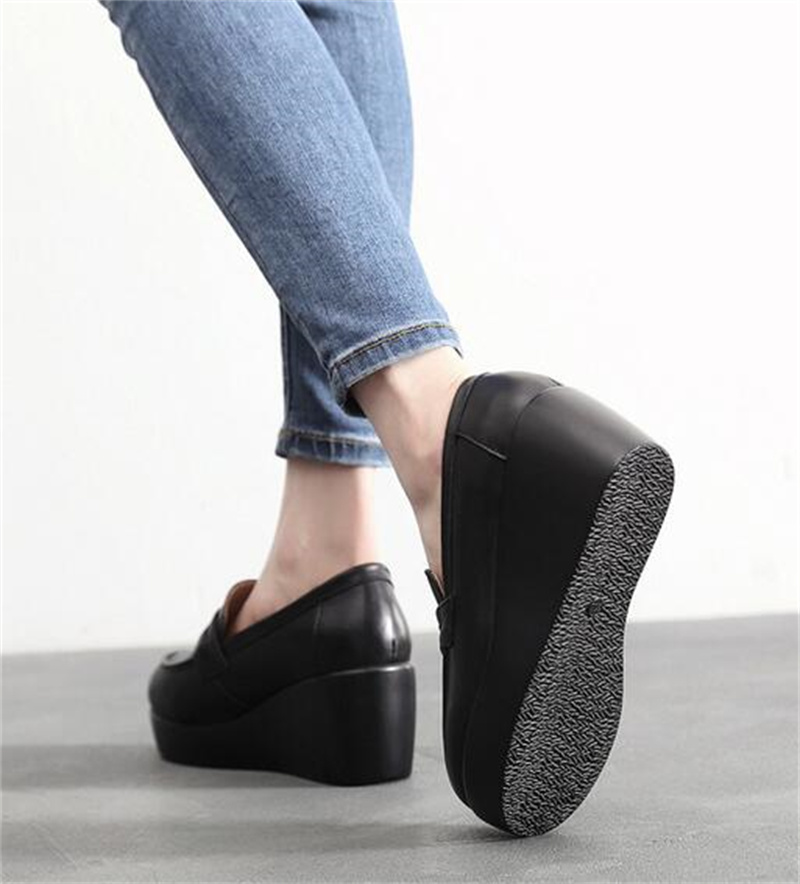 LUW Shoes Vilma Women's Leather Black Platform Shoes