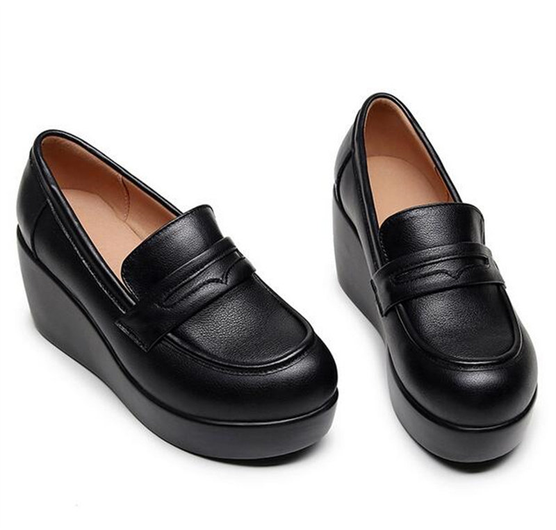 LUW Shoes Vilma Women's Leather Black Platform Shoes