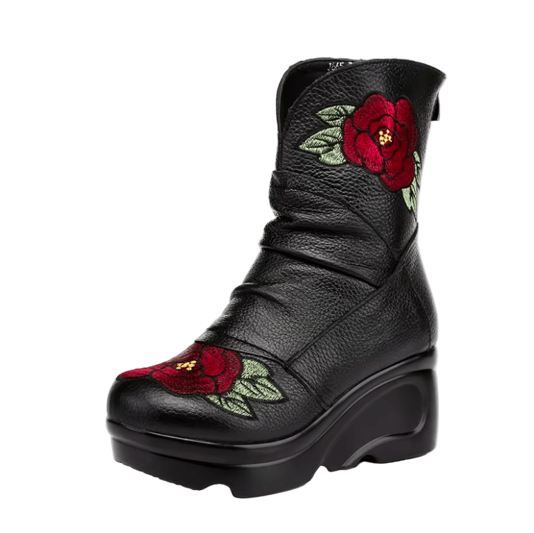 USS Shoes Virginia Women's Embroidered Leather Vintage Boots
