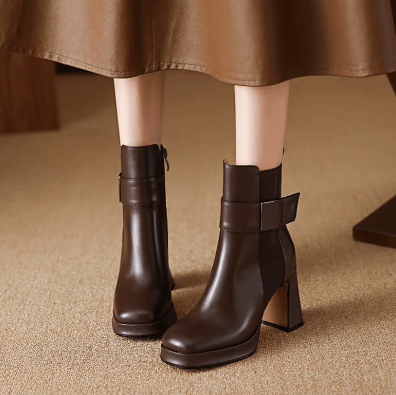 USS Shoes Virginia Women's Leather Round Toe Platform Boots