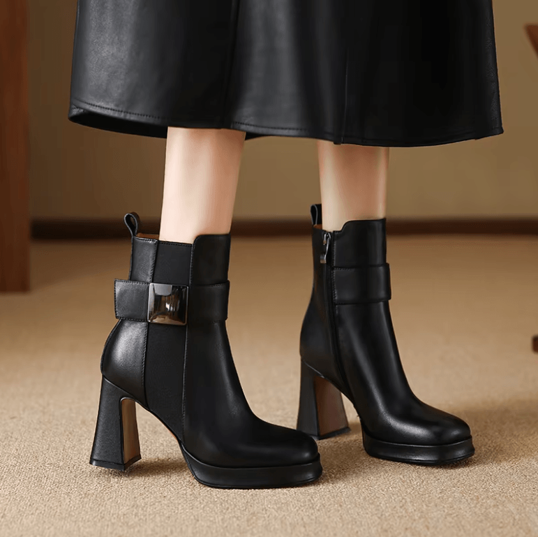 USS Shoes Virginia Women's Leather Round Toe Platform Boots