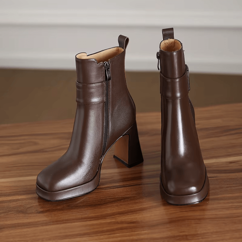 USS Shoes Virginia Women's Leather Round Toe Platform Boots