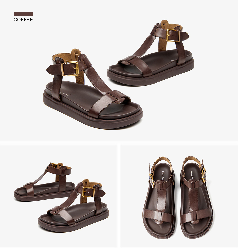 USS Shoes Sara Women's T-Strap Leather Sandal - Luxuryurbanwear