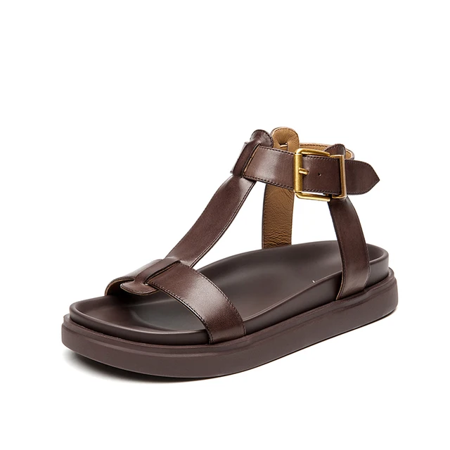 USS Shoes Sara Women's T-Strap Leather Sandal - Luxuryurbanwear