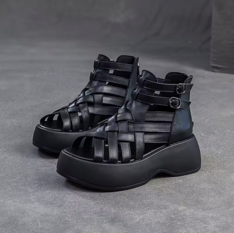 USS Shoes Yixy Women's Strips Zip Wedges Ankle Sandals