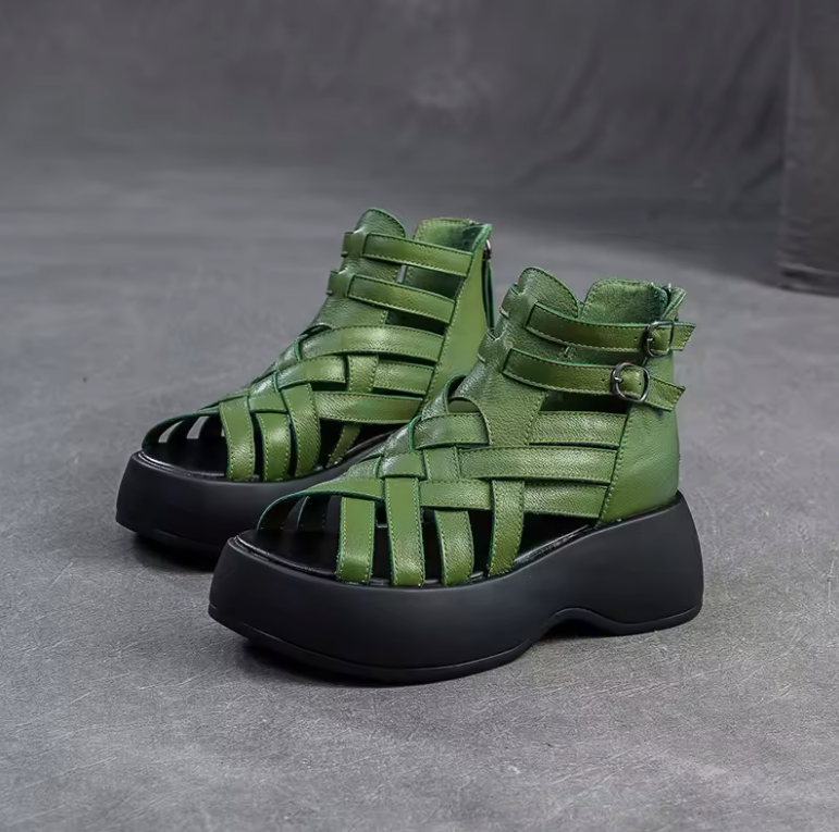 USS Shoes Yixy Women's Strips Zip Wedges Ankle Sandals