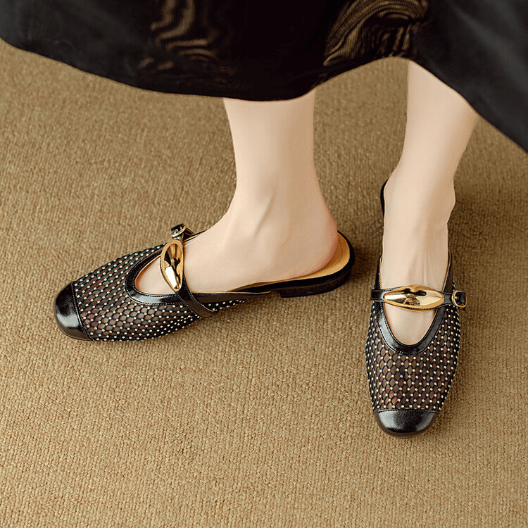 USS Shoes Zoe Women's Leather Breathable Mesh Mules