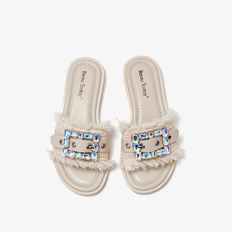 USS Shoes Zulma Women's Open-Toe Leather Slippers - Luxuryurbanwear