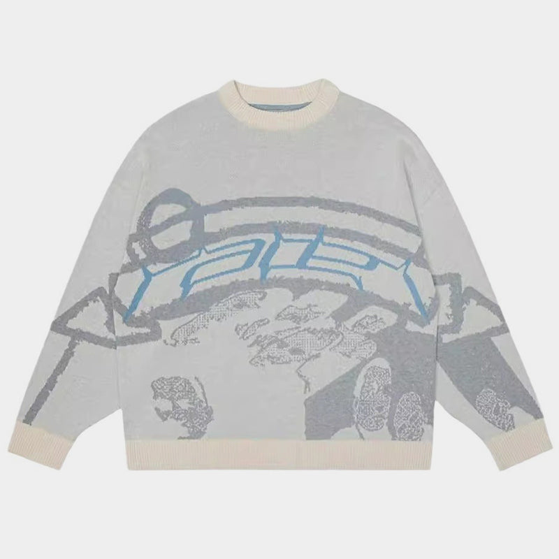 Cyber Rebellion | Graphic Knit Sweater - Luxuryurbanwear