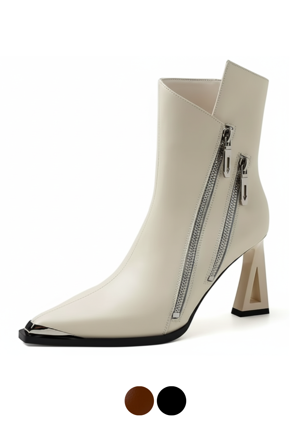 Zephyr Ankle Boot | Genuine Leather Zip Heel - Luxuryurbanwear