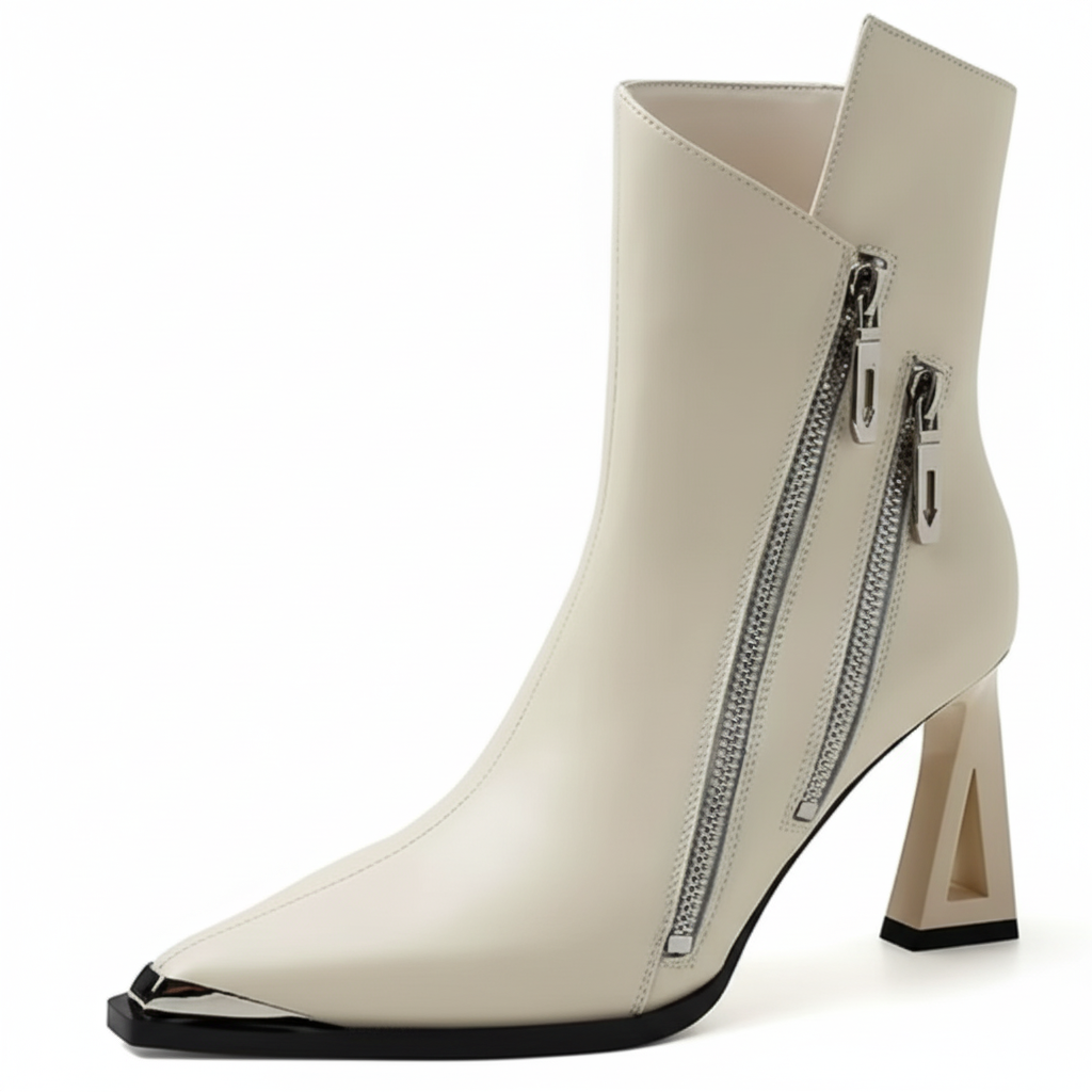 Zephyr Ankle Boot | Genuine Leather Zip Heel - Luxuryurbanwear
