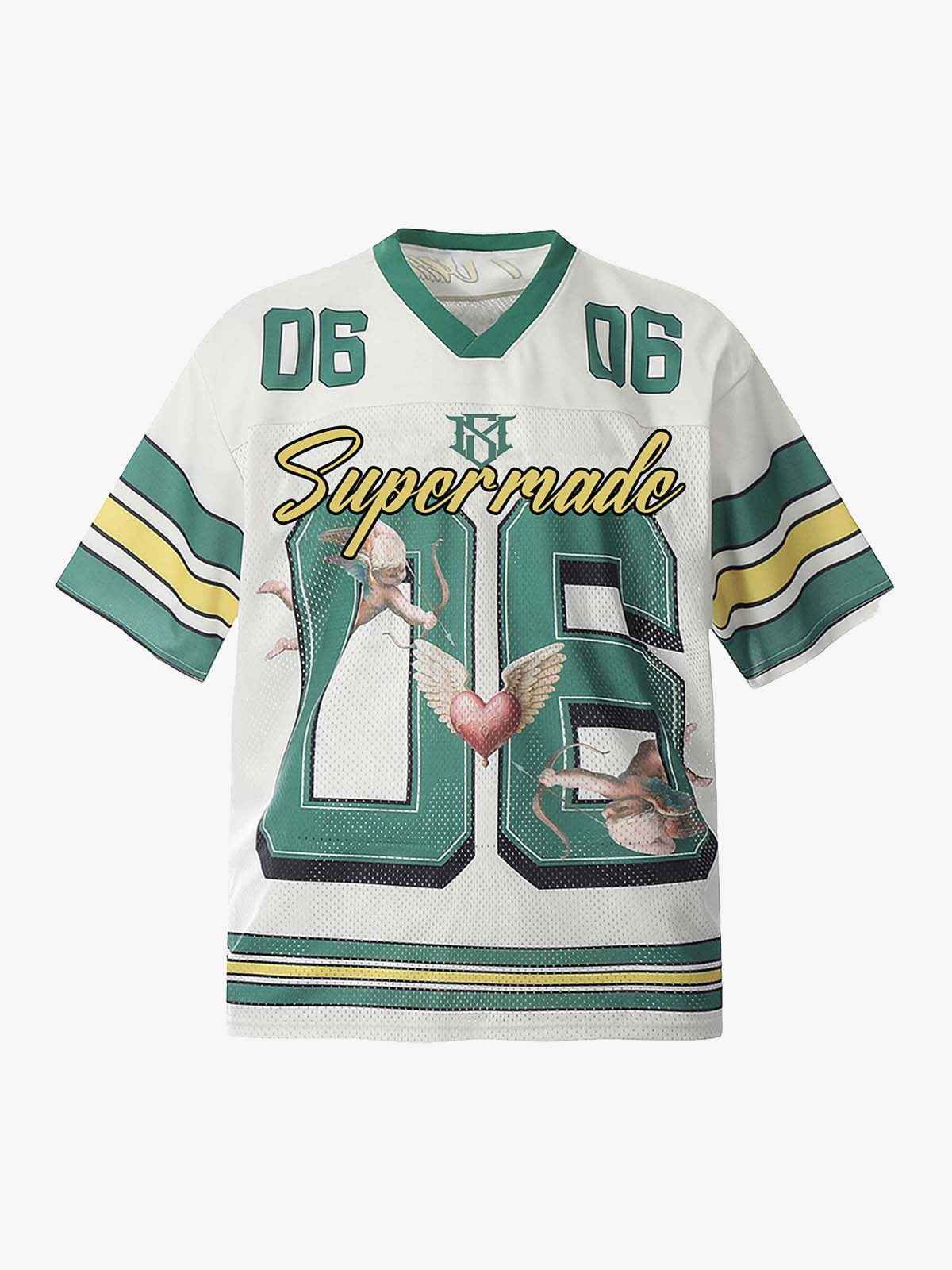 Oversized Sports Jersey V-Neck - Technical Mesh Block Streetwear T-Shirt