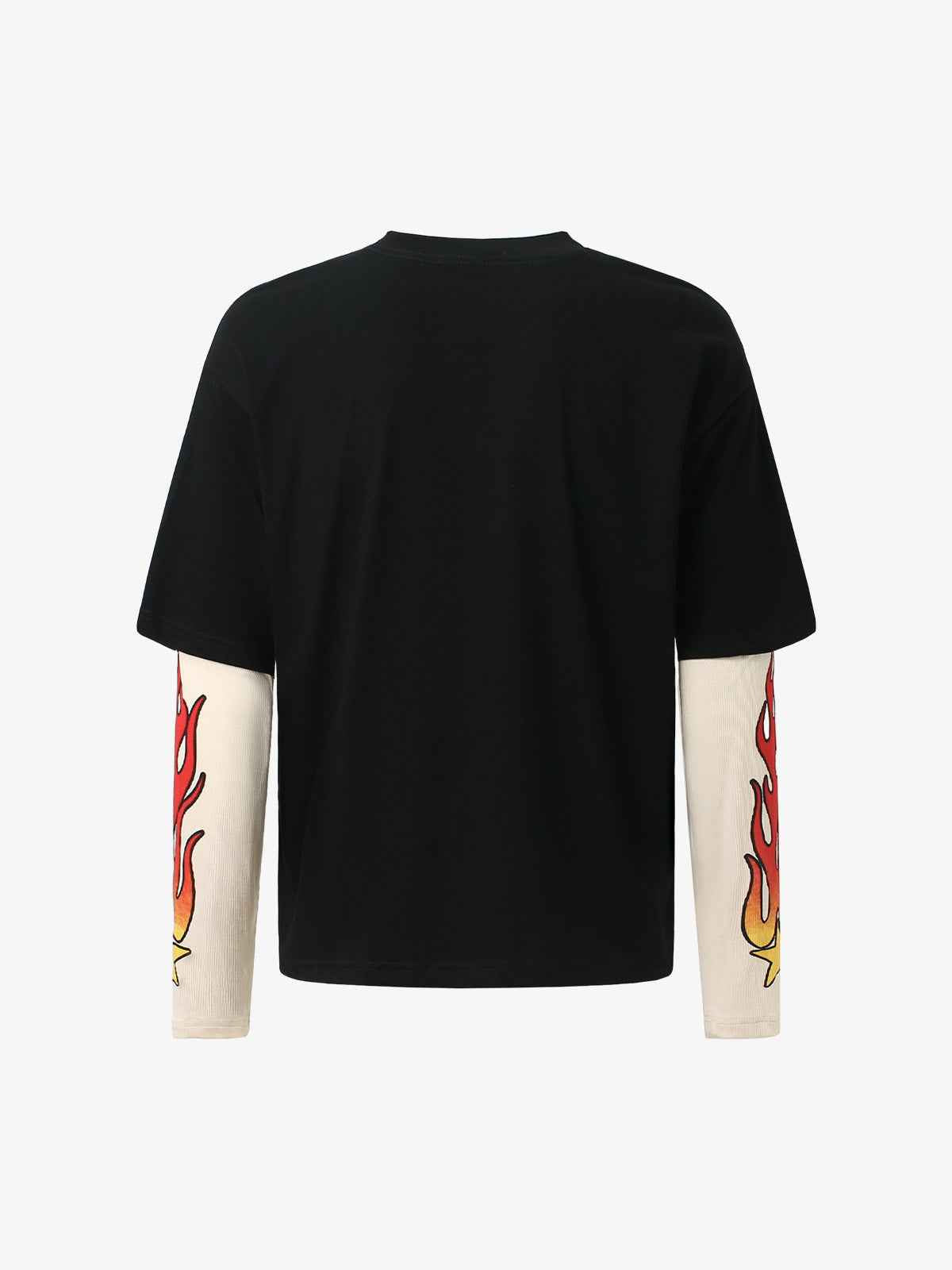 Gradient Letter Print Patchwork Faux Two-Piece Long-Sleeved T-Shirt