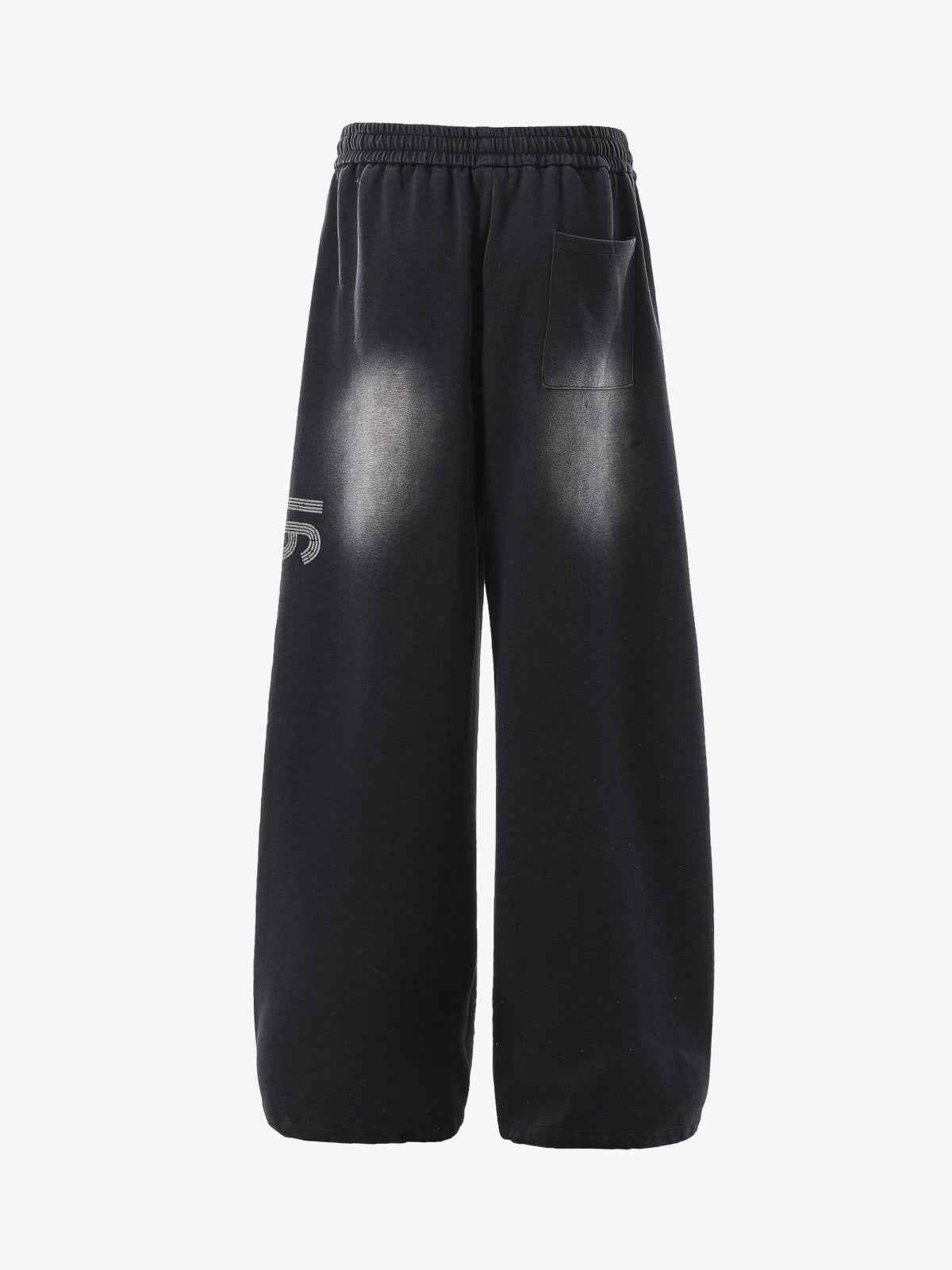 French Terry Distressed Gradient Drawstring Wide Leg Pants
