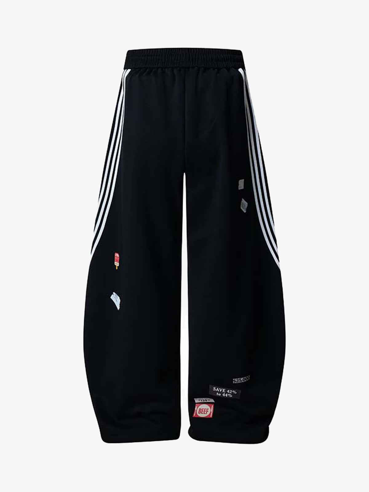 Street Patterned Striped Barrel Casual Pants