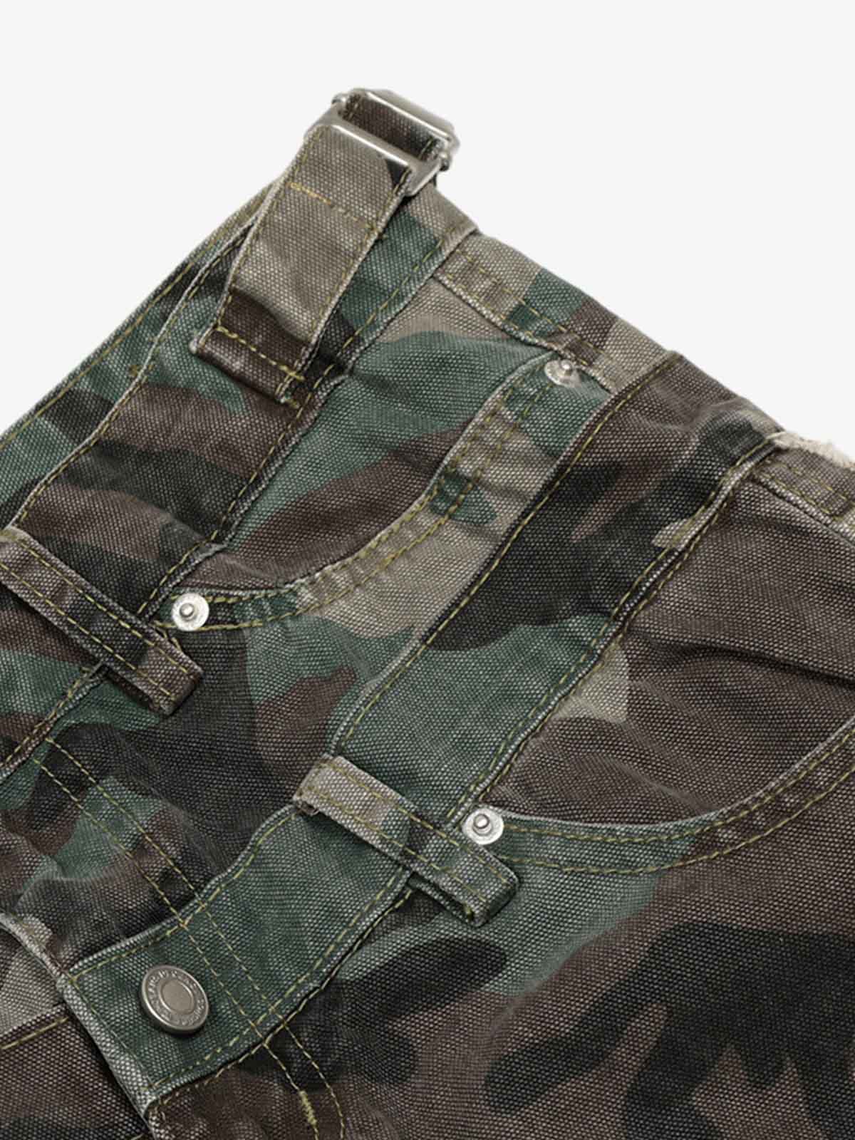 Retro Double Waist Camouflage Barrel Pants - 2555 - Luxuryurbanwear