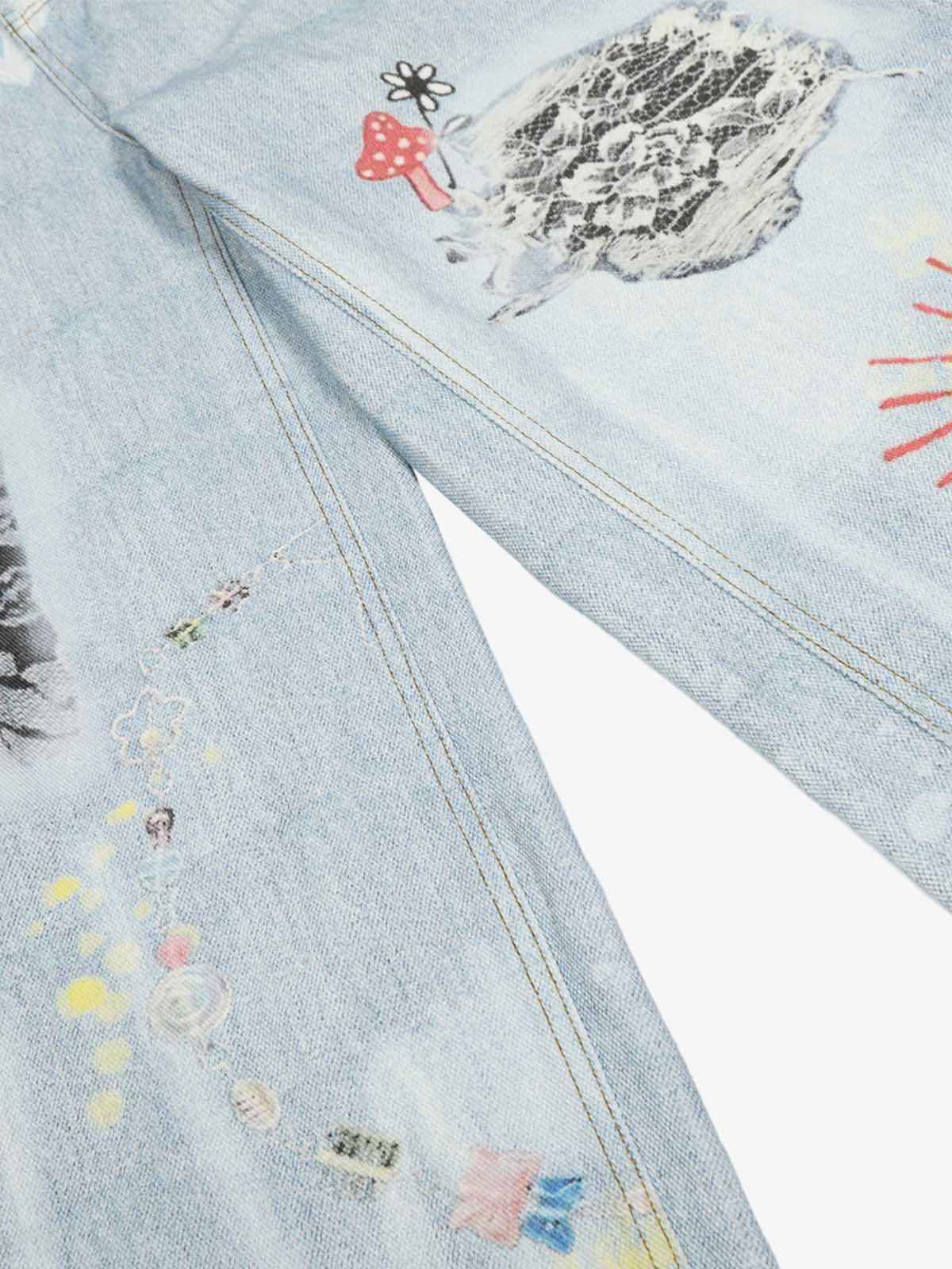 Retro Spray Graffiti Fun Straight Jeans - 2448